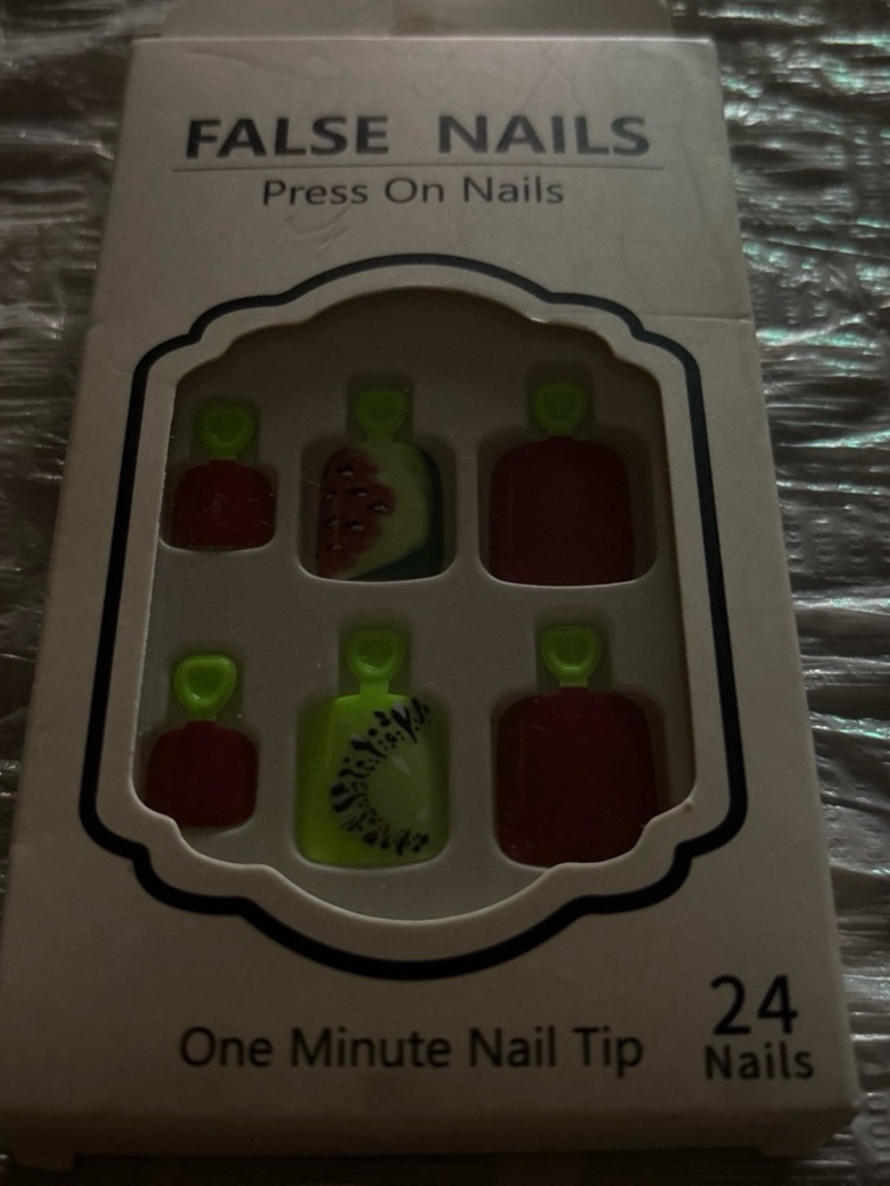 Bright Fruit Accent Press-On Nails — Red & Lime Green